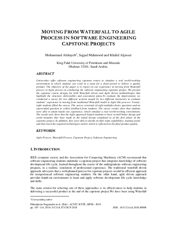 (PDF) Moving from Waterfall to Agile Process in Software Engineering ...