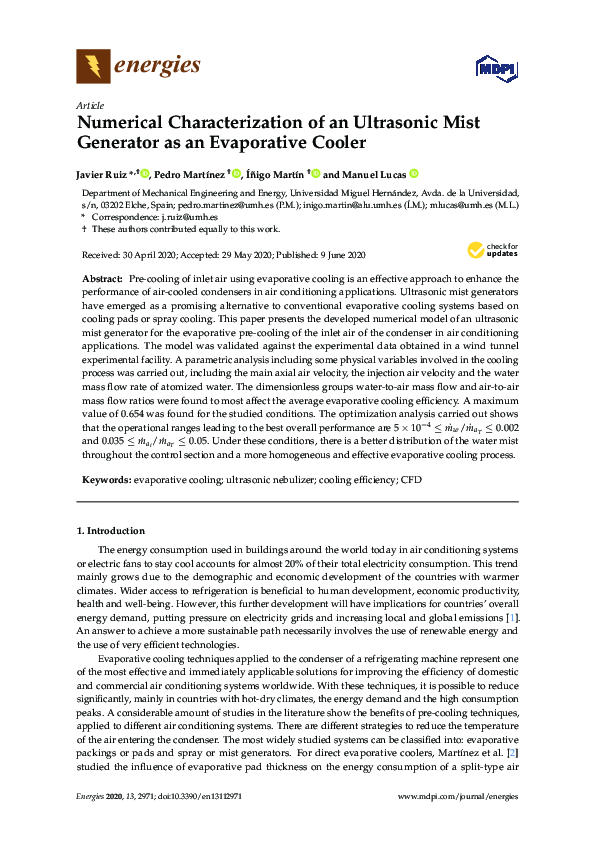 (PDF) Numerical Characterization of an Ultrasonic Mist Generator as an ...