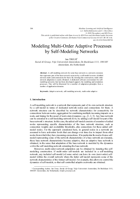 (PDF) Modeling Multi-Order Adaptive Processes by Self-Modeling Networks