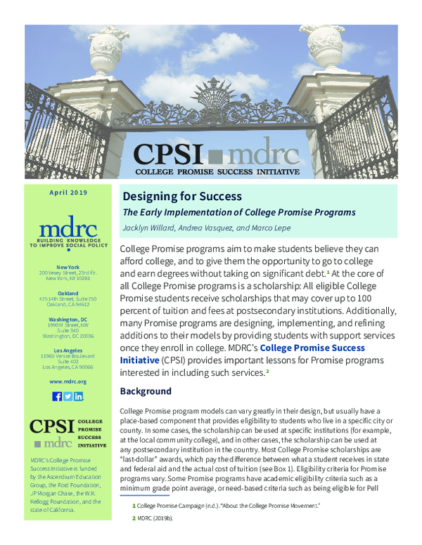 (PDF) Designing for Success: The Early Implementation of College ...