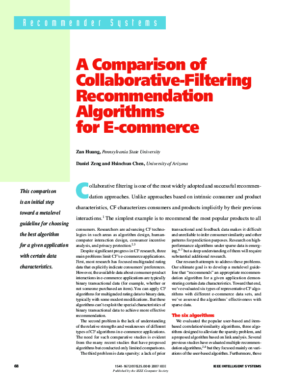 (PDF) A Comparison of Collaborative-Filtering Recommendation Algorithms ...