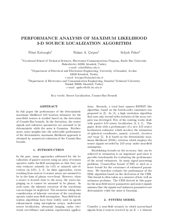 (PDF) Performance Analysis of Maximum Likelihood 3-D Source ...
