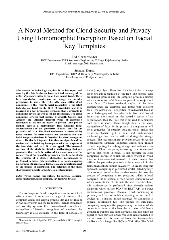 (PDF) A Noval Method for Cloud Security and Privacy Using Homomorphic ...