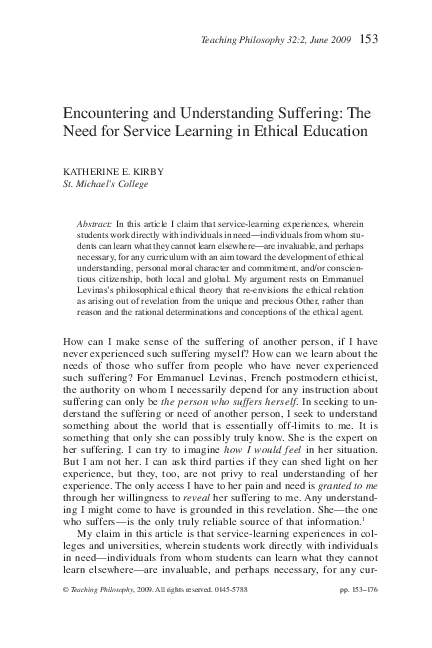 (PDF) Encountering and Understanding Suffering