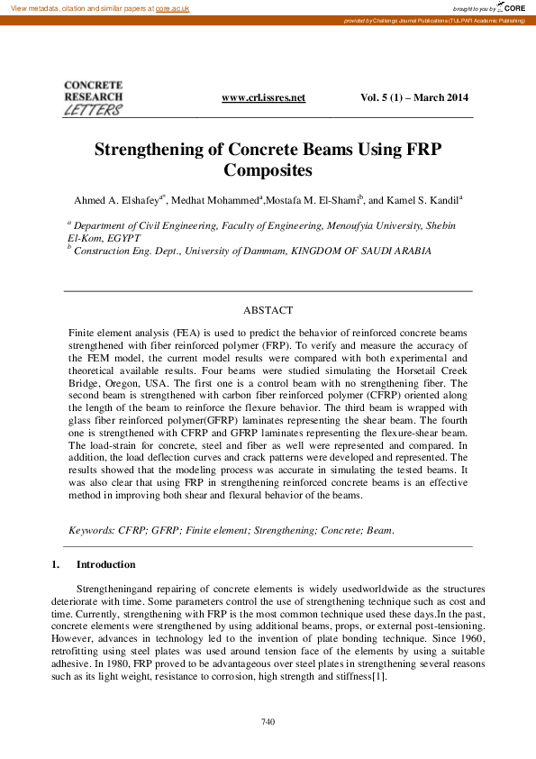 (PDF) Strengthening of Concrete Beams Using FRP Composites