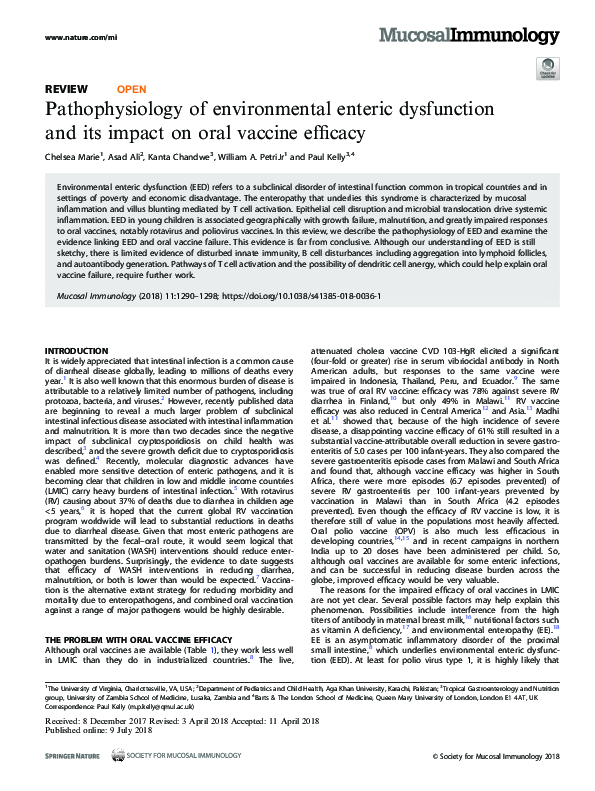 (PDF) Pathophysiology of environmental enteric dysfunction and its ...