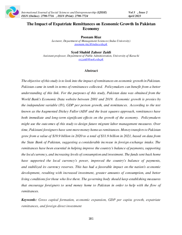 (PDF) The Impact of Expatriate Remittances on Economic Growth In ...