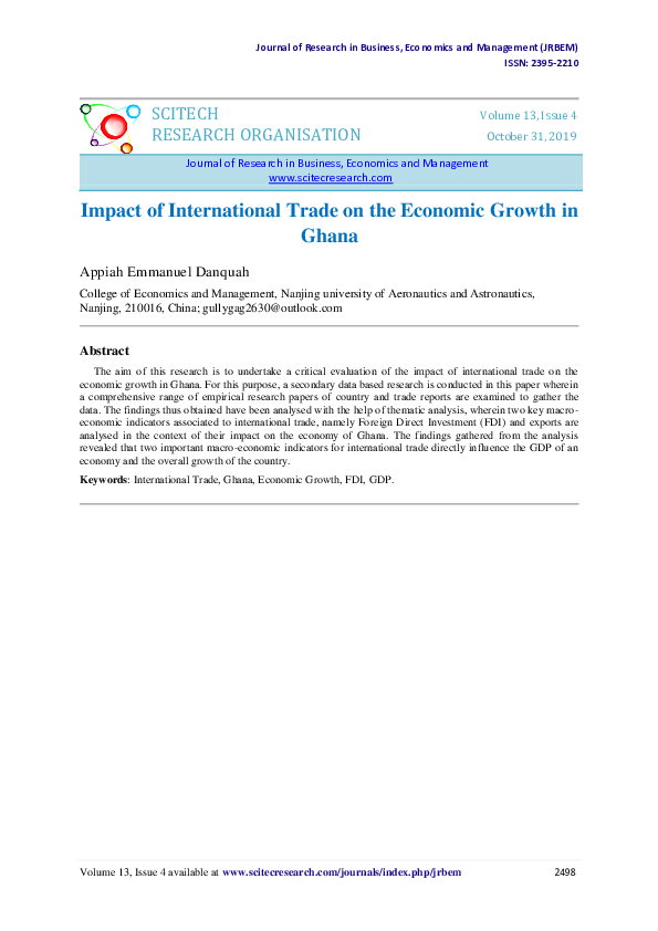 (PDF) Impact of International Trade on Economic Growth: The Granger ...