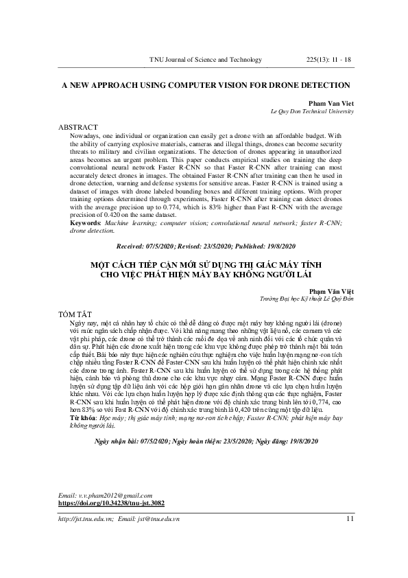 (PDF) A New Approach Using Computer Vision for Drone Detection