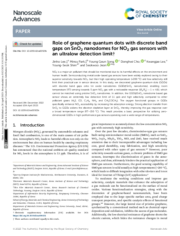 (PDF) Role of graphene quantum dots with discrete band gaps on SnO2 ...