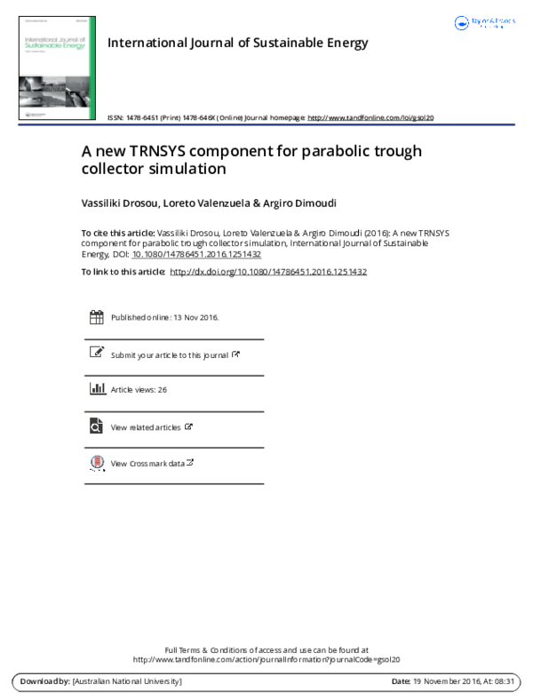 (PDF) A new TRNSYS component for parabolic trough collector simulation