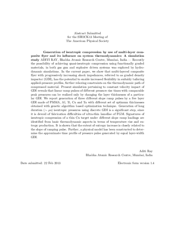 (PDF) Generation of isentropic compression by use of multi-layer ...