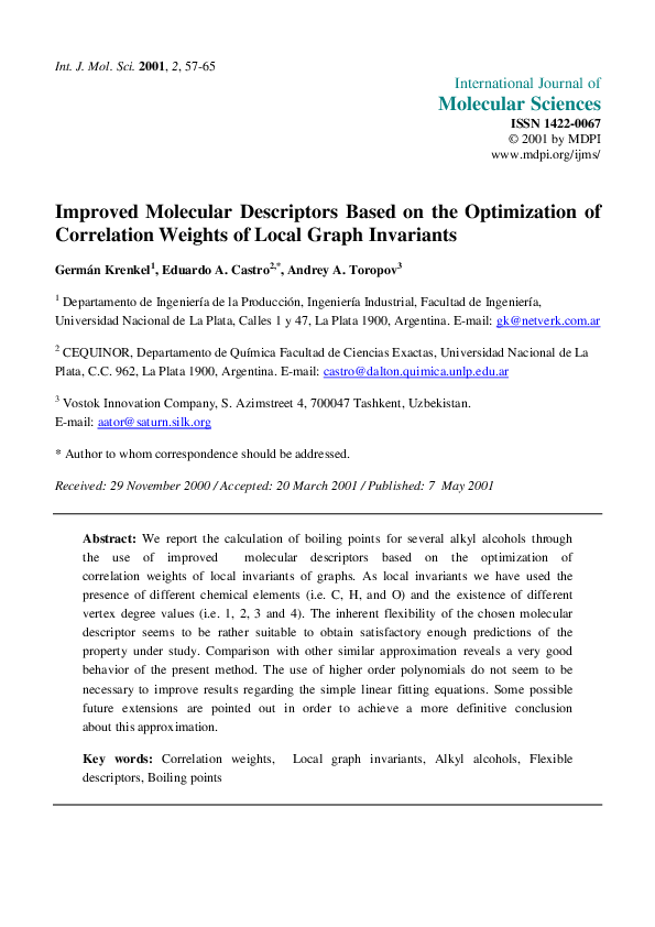 (PDF) Improved Molecular Descriptors Based on the Optimization of ...