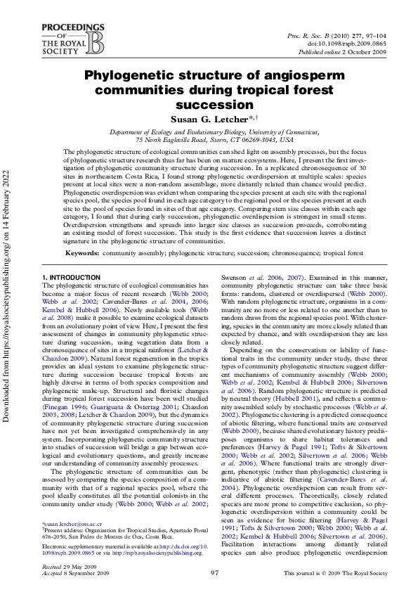 (PDF) Phylogenetic structure of angiosperm communities during tropical ...