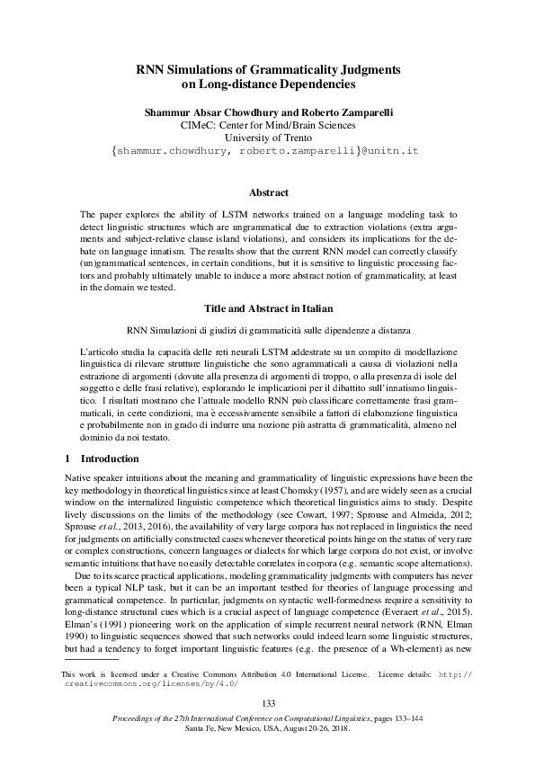 (PDF) RNN Simulations of Grammaticality Judgments on Long-distance ...
