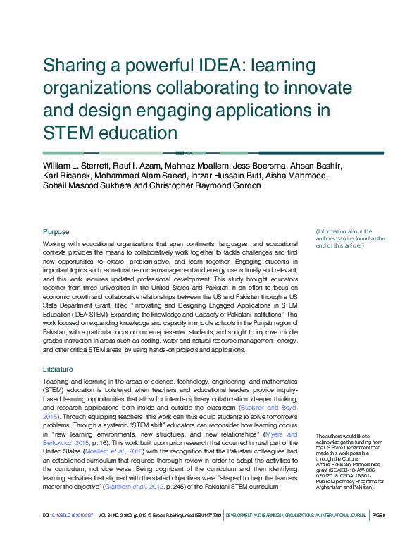 (PDF) Sharing a powerful IDEA: learning organizations collaborating to ...