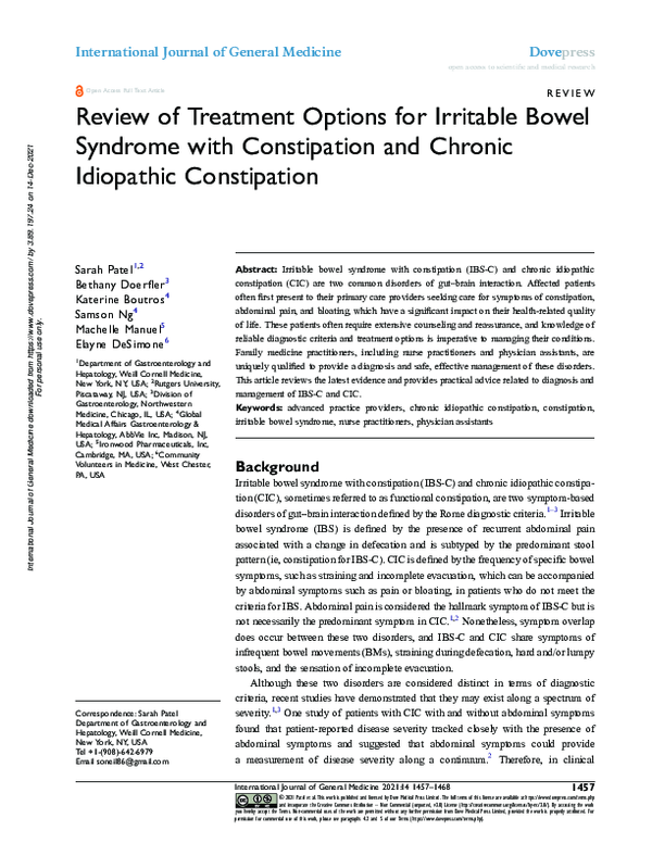 (PDF) Review of Treatment Options for Irritable Bowel Syndrome with ...