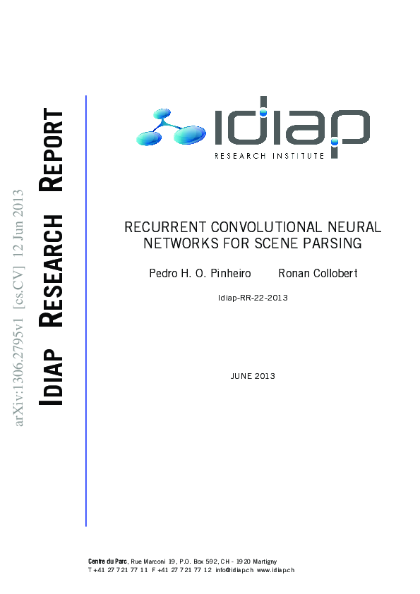(PDF) Recurrent Convolutional Neural Networks for Scene Parsing