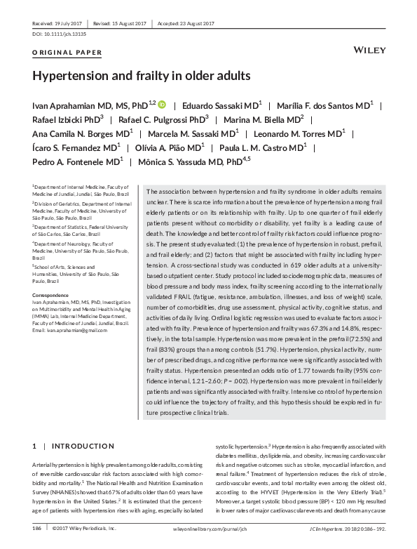 (PDF) Hypertension and frailty in older adults