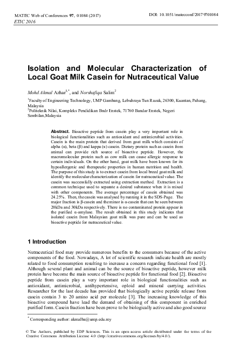 (PDF) Isolation and Molecular Characterization of Local Goat Milk ...