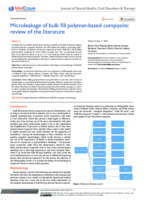 (PDF) Microleakage of bulk fill polymer-based composite: review of the ...