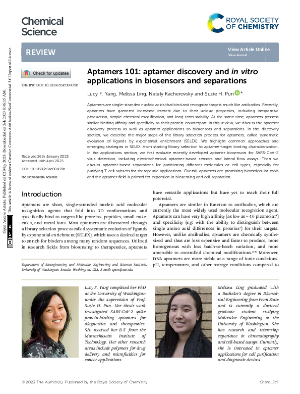 (PDF) Aptamers 101: aptamer discovery and in vitro applications in ...