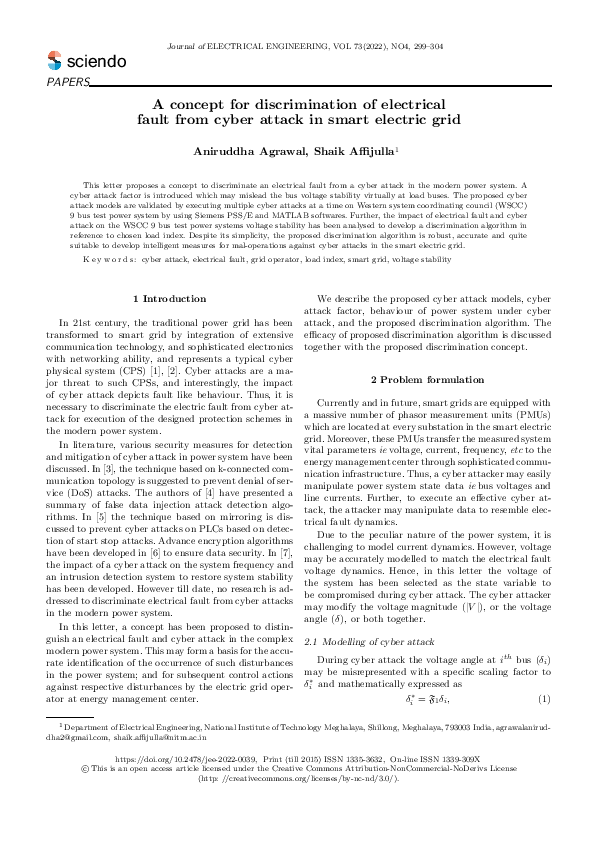 (PDF) A concept for discrimination of electrical fault from cyber ...