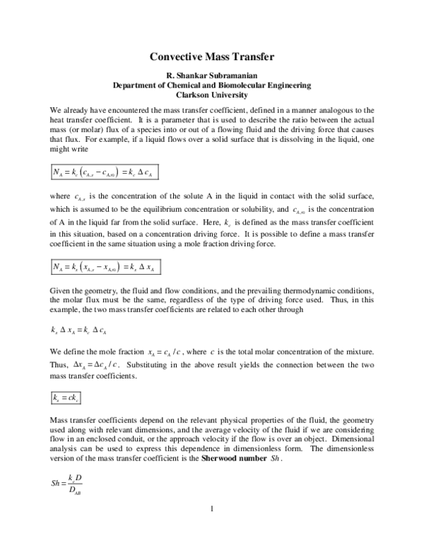 (PDF) Convective Mass Transfer