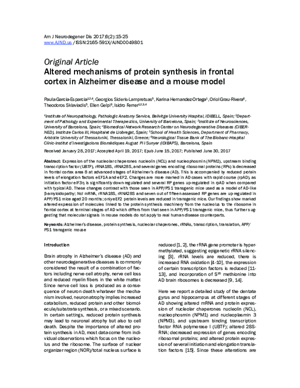 (PDF) Altered mechanisms of protein synthesis in frontal cortex in ...