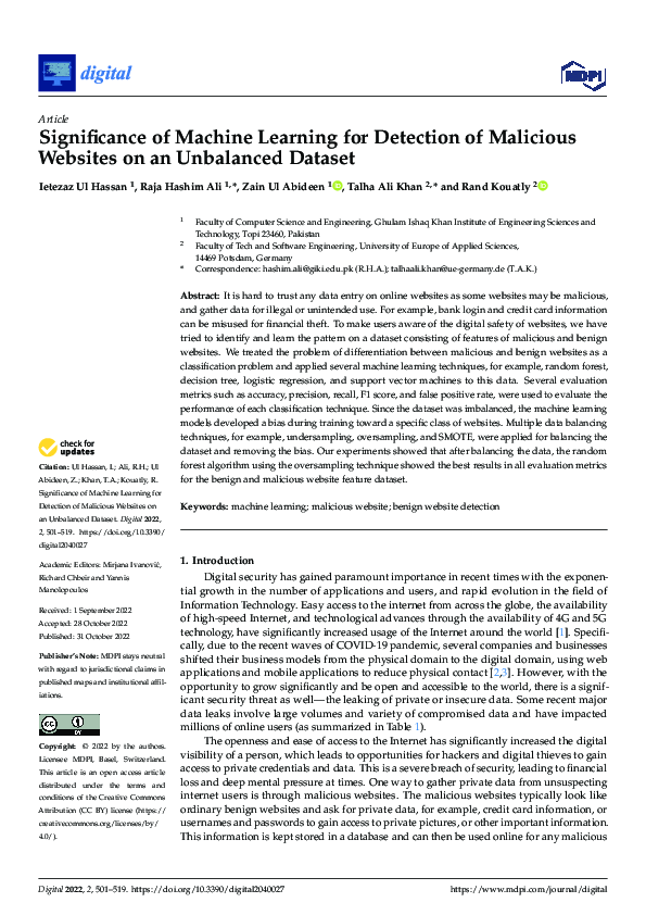 (PDF) Significance of Machine Learning for Detection of Malicious ...