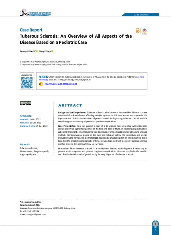 (PDF) Tuberous Sclerosis: An Overview of All Aspects of the Disease ...