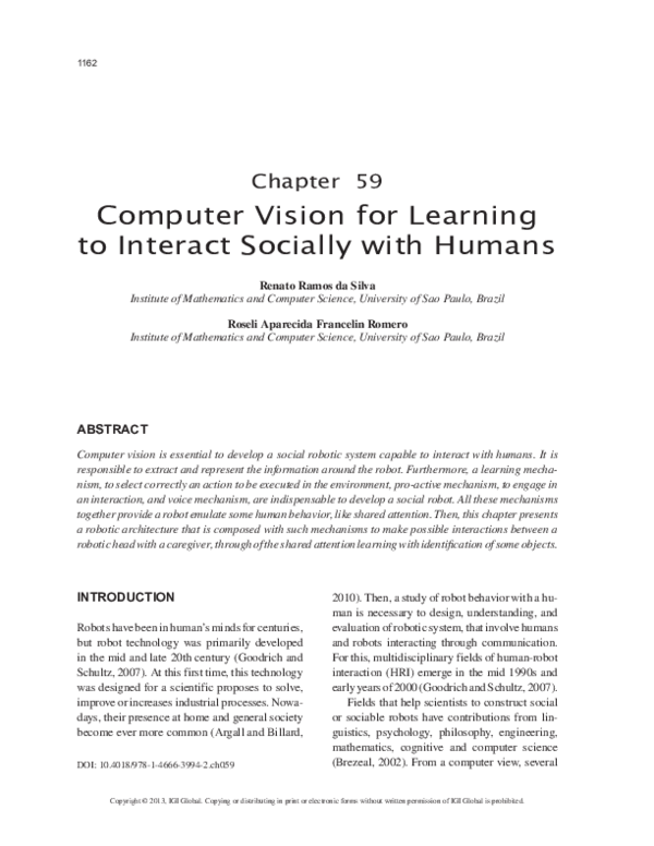 (PDF) Computer Vision for Learning to Interact Socially with Humans