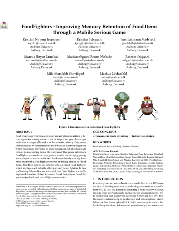 (PDF) FoodFighters - Improving Memory Retention of Food Items through a ...