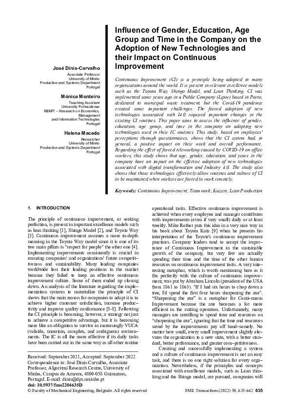 (PDF) Influence of gender, education, age group and time in the company ...