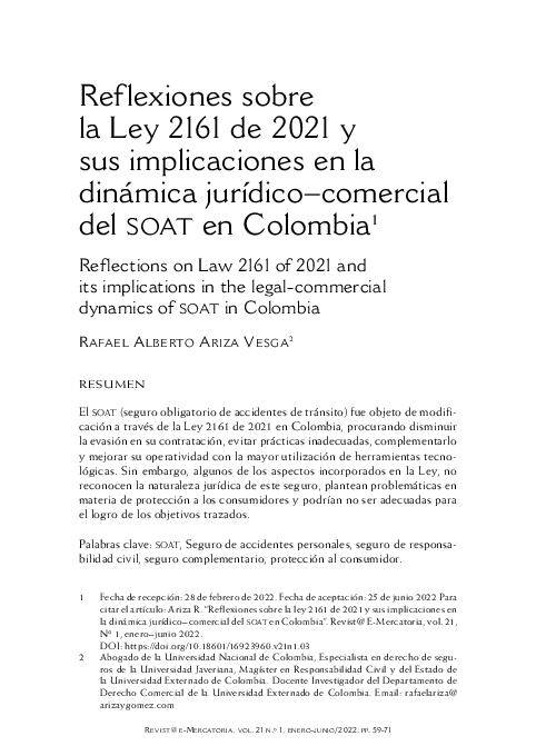 (PDF) Reflexiones sobre la Ley 2161 de 2021 y sus implicaciones en la ...
