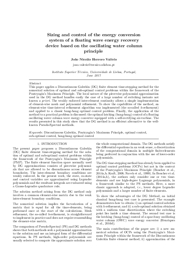 (PDF) Sizing and control of the energy conversion system of a floating ...