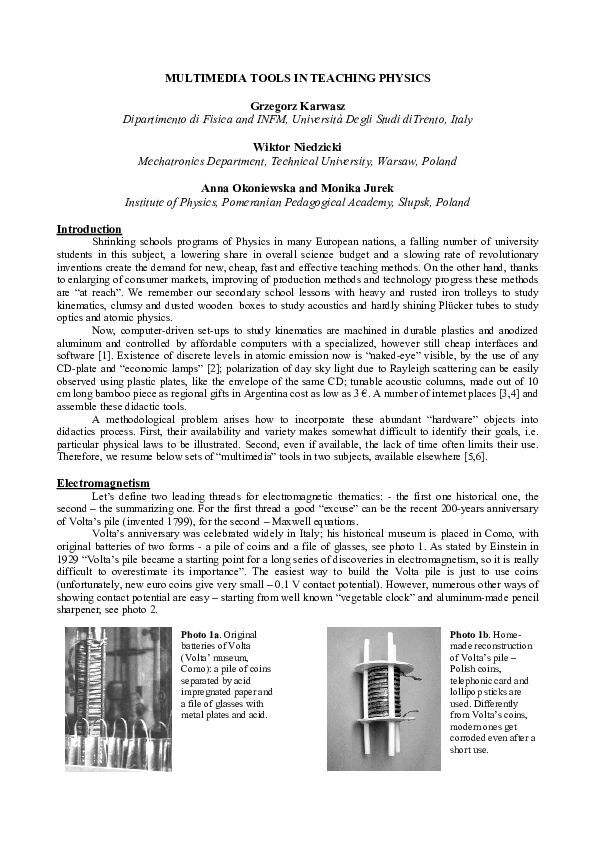(PDF) Multimedia Tools in Teaching Physics
