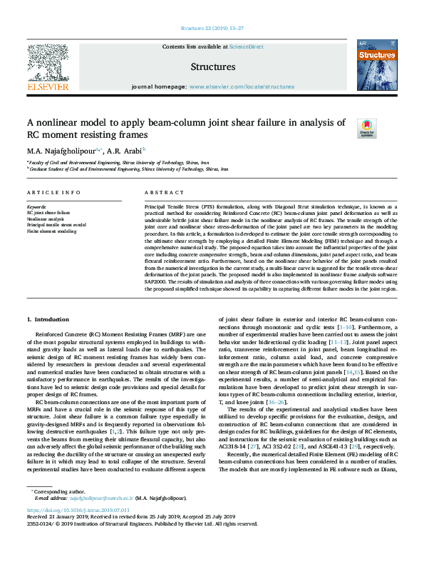 (PDF) A nonlinear model to apply beam-column joint shear failure in ...