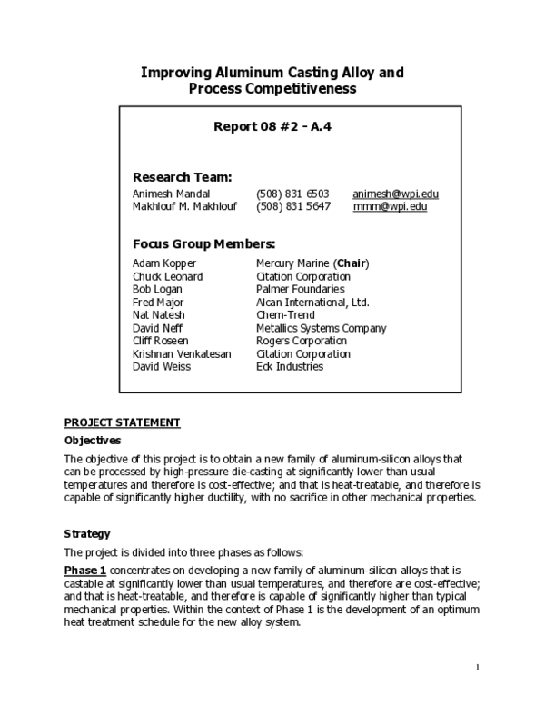 (PDF) Improving Aluminum Casting Alloy and Process Competitiveness ...