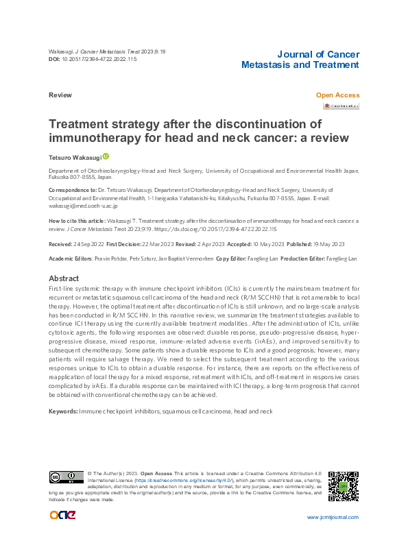 (PDF) Treatment strategy after the discontinuation of immunotherapy for ...