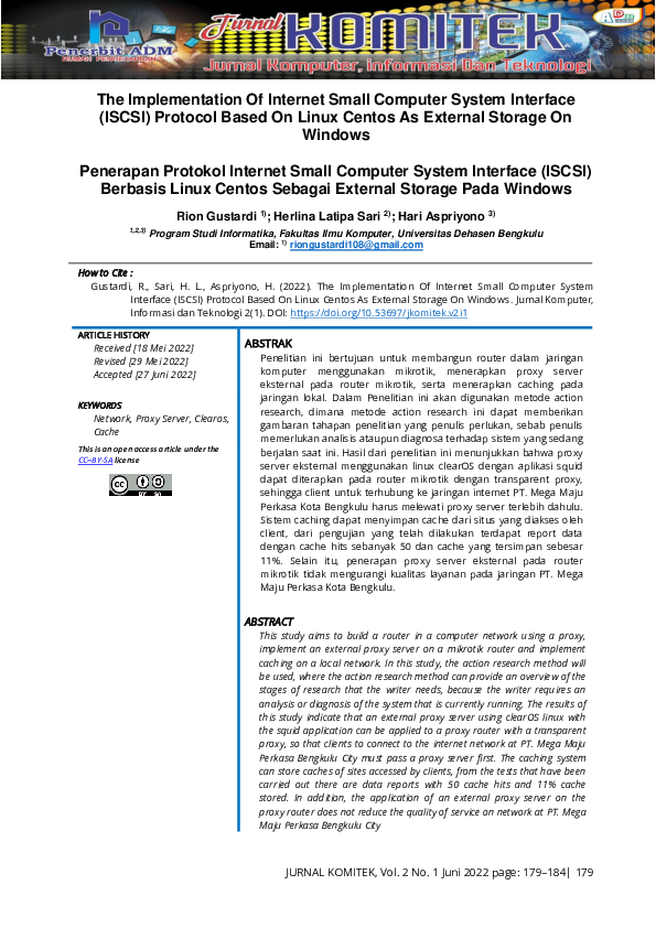 (PDF) The Implementation Of Internet Small Computer System Interface ...