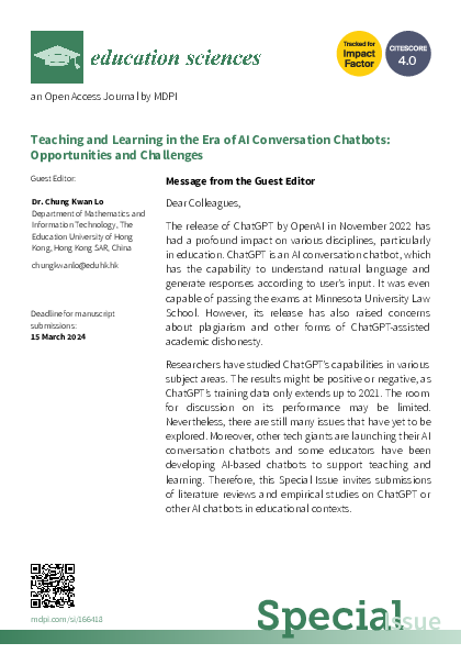 (PDF) Call for paper: Special Issue "Teaching and Learning in the Era ...