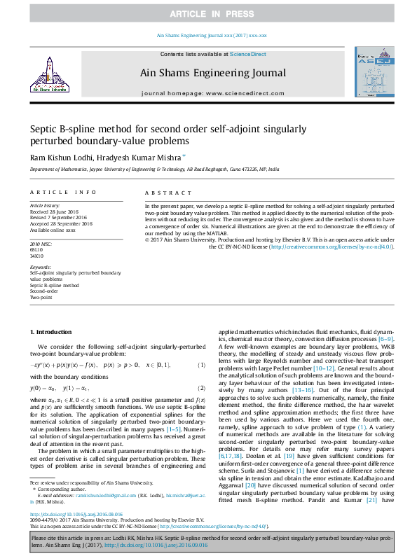 (PDF) Septic B-spline method for second order self-adjoint singularly ...
