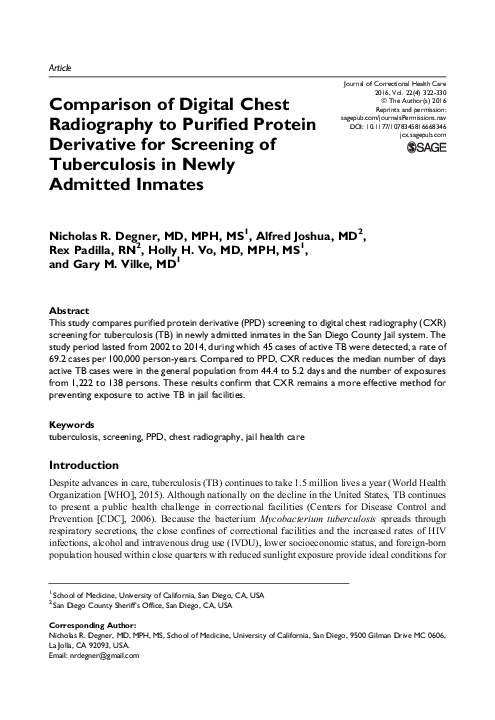 (PDF) Comparison of Digital Chest Radiography to Purified Protein ...