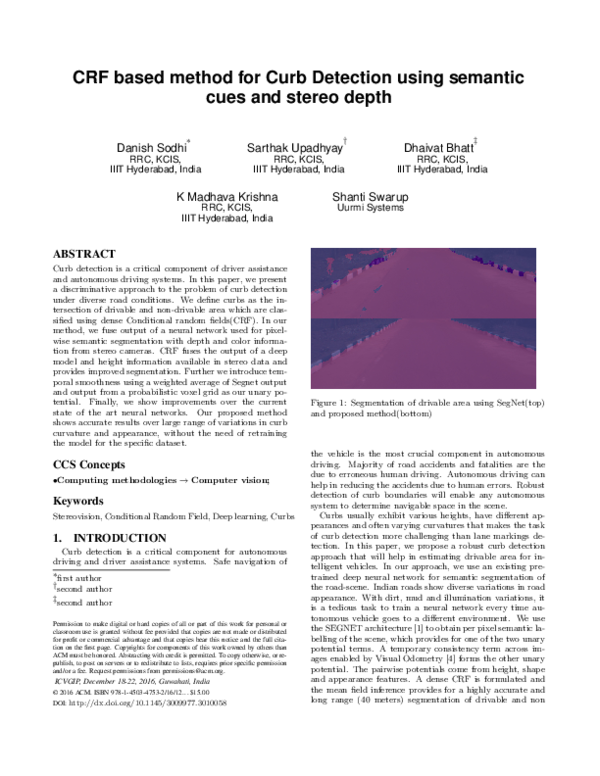 (PDF) CRF based method for curb detection using semantic cues and ...