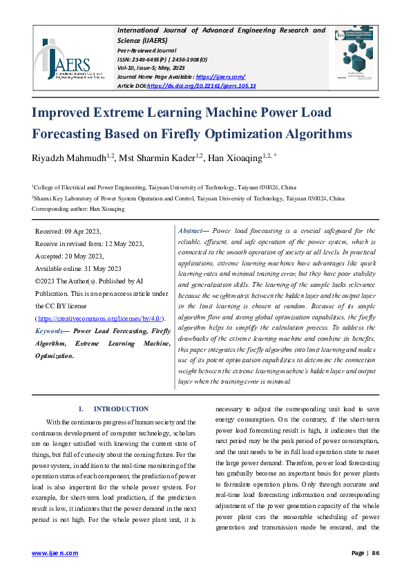 (PDF) Improved Extreme Learning Machine Power Load Forecasting Based on ...