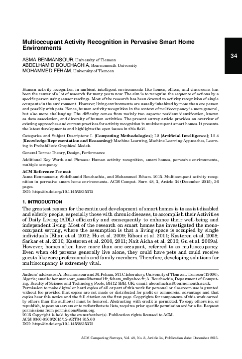 (PDF) Multioccupant Activity Recognition in Pervasive Smart Home ...