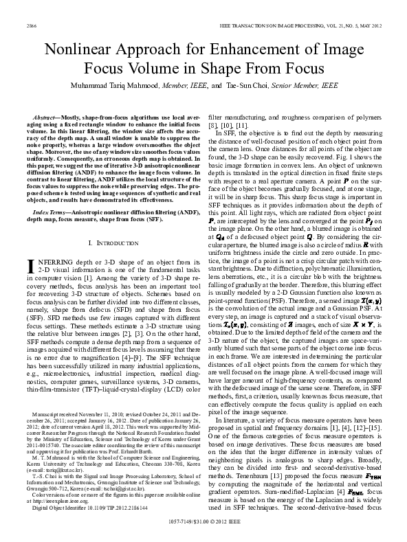 (PDF) Nonlinear Approach for Enhancement of Image Focus Volume in Shape ...