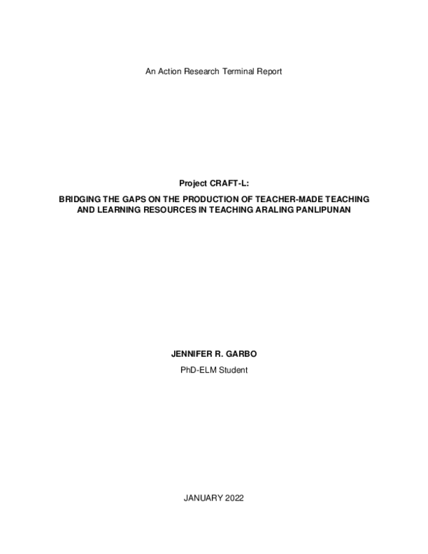 GARBO JENNIFER Action Research CRAFT L terminal report ELM