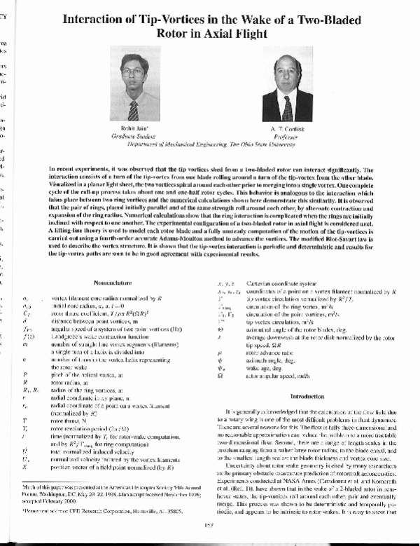 (PDF) Interaction of Tip-Vortices in the Wake of a Two-Bladed Rotor in ...